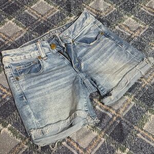 American Eagle Outfitters Light Blue Distressed Denim Shorts